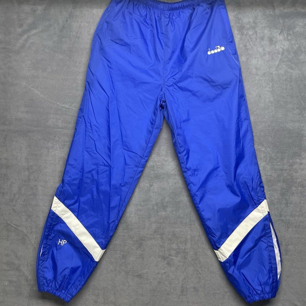 Diadora Men's‎ Pants Windbraker Soccor Football Blue Size Medium Zip Ankle